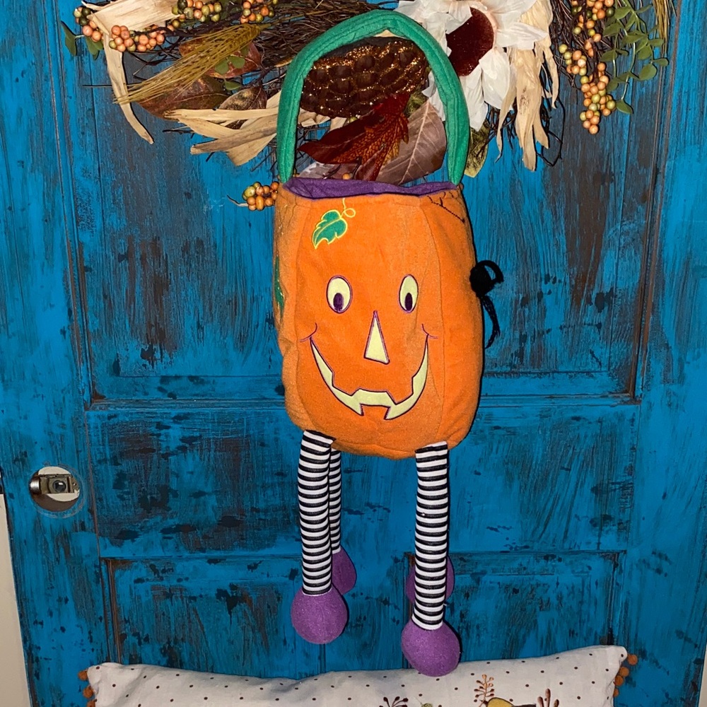 The Children's Place Orange Pumpkin Bag with Striped Legs
